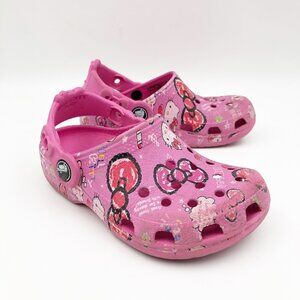 CROCS Hello Kitty Pink Slip On Rubber Clogs Childrens 8-9